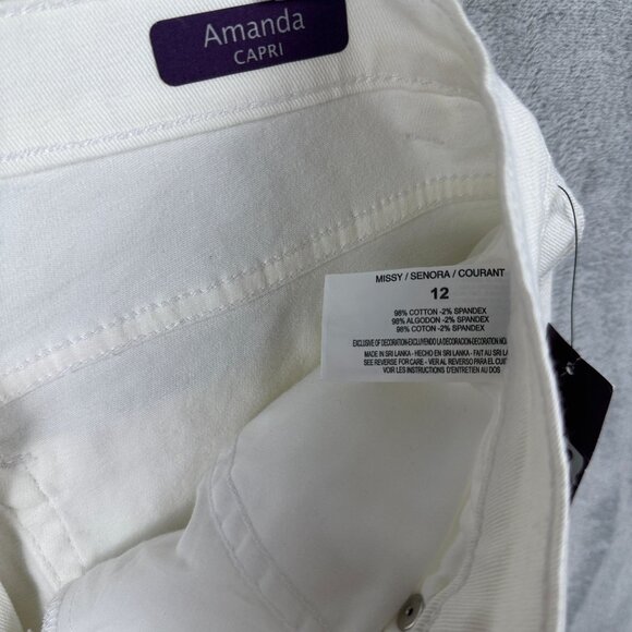 Gloria Vanderbilt Amanda Capri Jeans Women Size 12 Ultra Stretch High Rise White - Picture 6 of 12